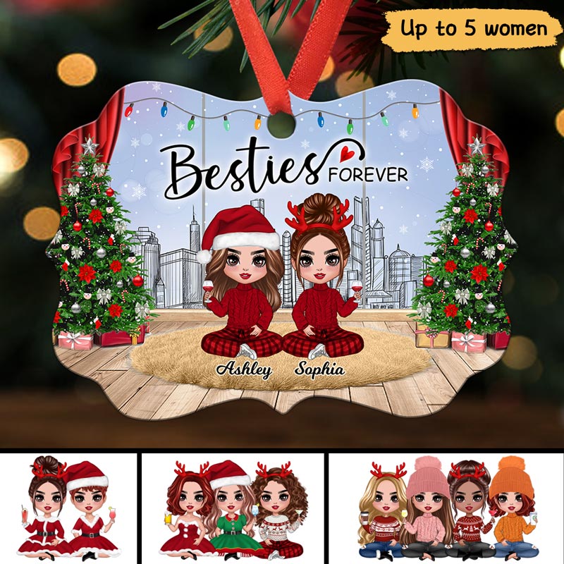 Doll Girls Besties Sisters Christmas Window Personalized Christmas Ornament