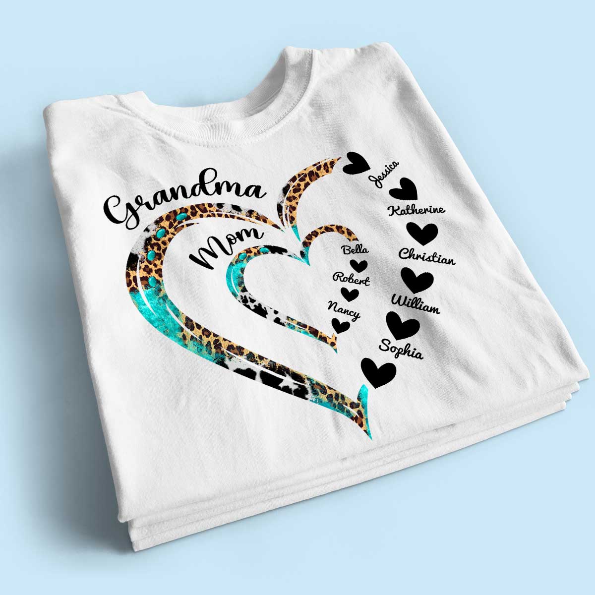 Heart In Heart Mom Grandma Personalized Light Color Shirt