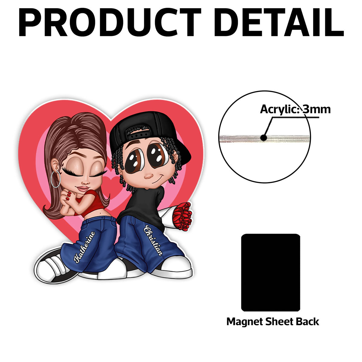 Y2K Couple Personalized Acrylic Fridge Magnet, Heartfelt Gift For Couple, For Him, For Her, Boyfriend, Girlfriend, Husband, Wife