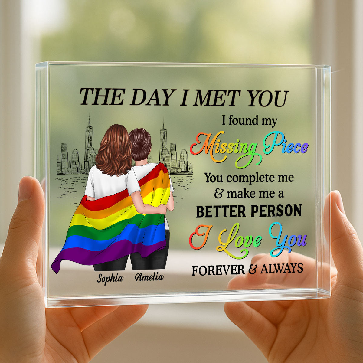Pride Month LGBT Couple The Day I Met You Personalized Rectangle Acrylic Block Plaque, Gift For Couple