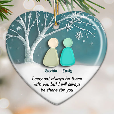 2D Sea Glass Effect Besties Forever - Personalized Ceramic Ornament - Friendship Gift, Christmas Gift For Best Friends