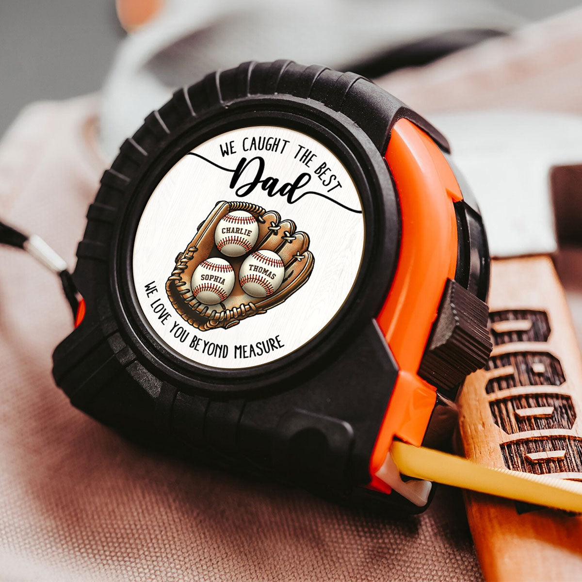 We Caught The Best Dad Love You Beyond Measure Baseball Personalized Tape Measure| Coolest Father's Day Gift For Dad, Husband