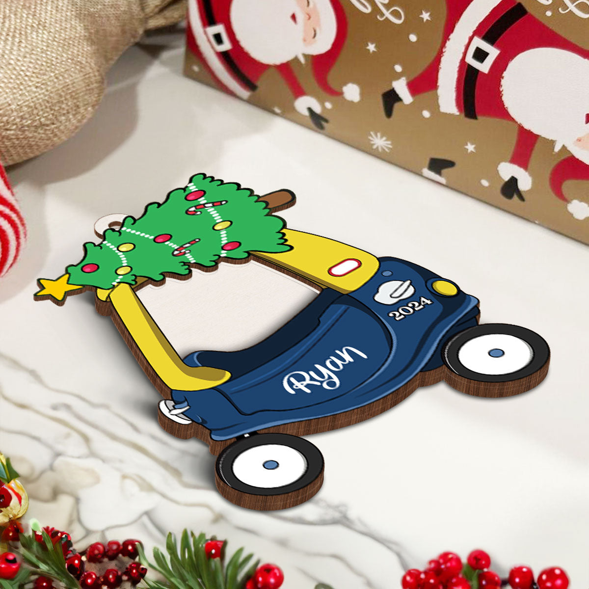 Cozy Coupe Personalized Kid Photo Frame Ornament, Christmas Decor