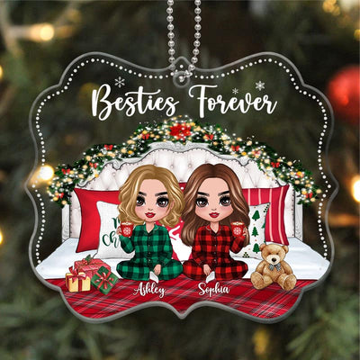 Doll Girls Best Friends Sisters On Bed Personalized Acrylic Ornament