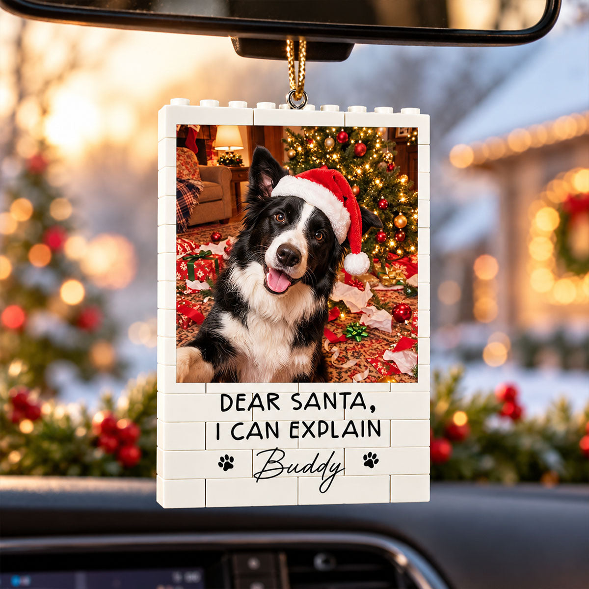 Dog Cat Ruin Christmas Things Upload Pet Photo - Personalized Building Blocks Ornament - Funny Gift For Dog Lovers, Cat Lovers