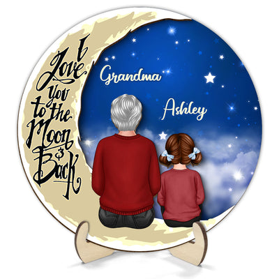 Grandma Grandkids On Moon Personalized 2-Layer Plaque