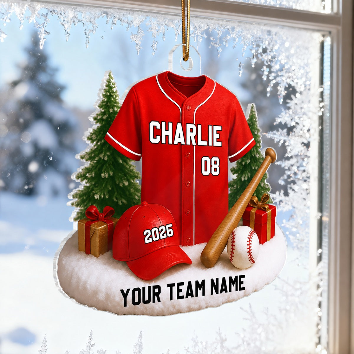 3D Effect Baseball Player Uniform - Personalized Acrylic Ornament - Gift For Baseball Players, Baseball Team