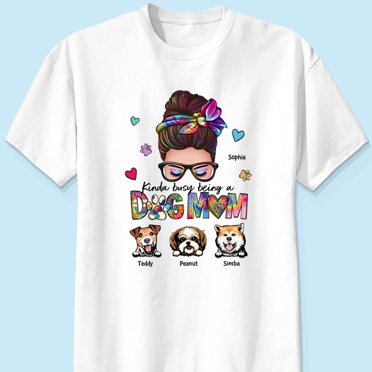 Kinda Busy Being A Dog Mom Messy Bun Personalized Shirt