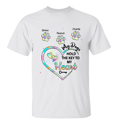 My Dogs Hold Key To My Heart Dog Mom Patterned Personalized Shirt