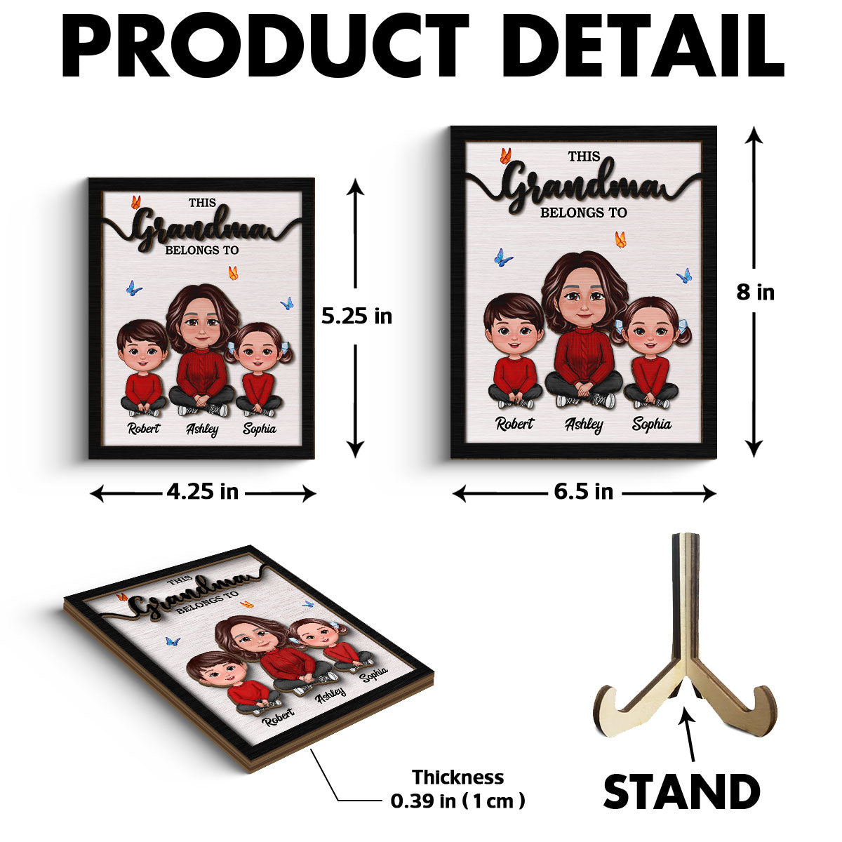 This Grandma Belongs To Personalized 2-Layer Wooden Plaque