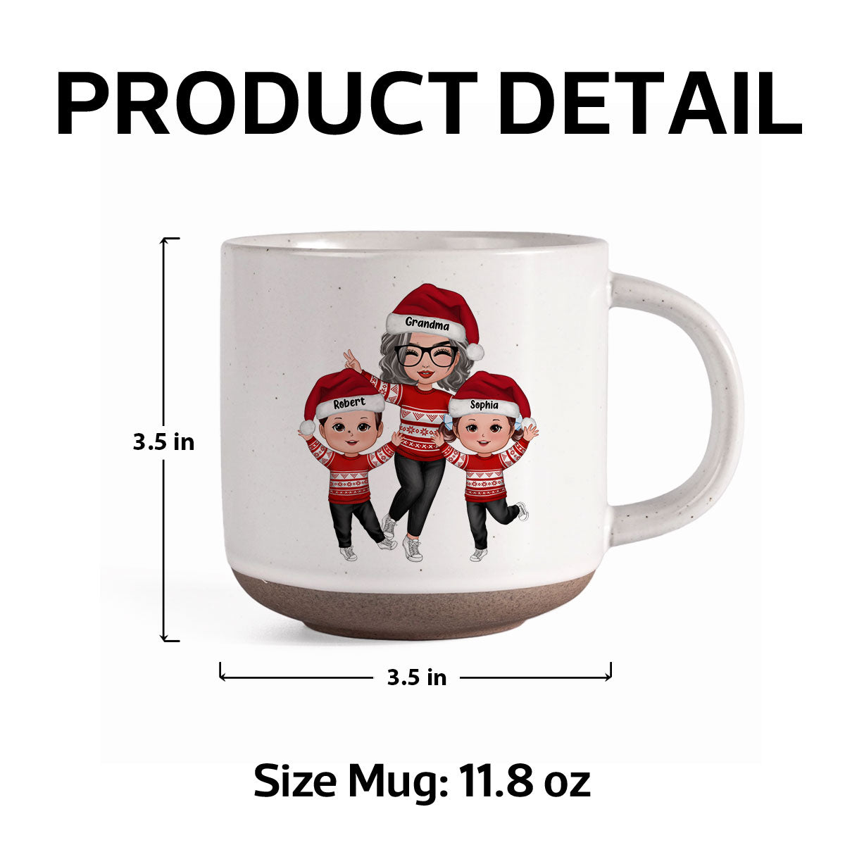 Happy Christmas Grandma Grandkids Personalized Pottery Mug