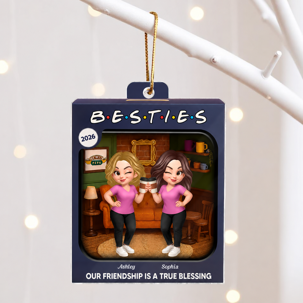 Besties Forever Toy Box Style - Personalized Acrylic Ornament - Christmas Gift For Friends