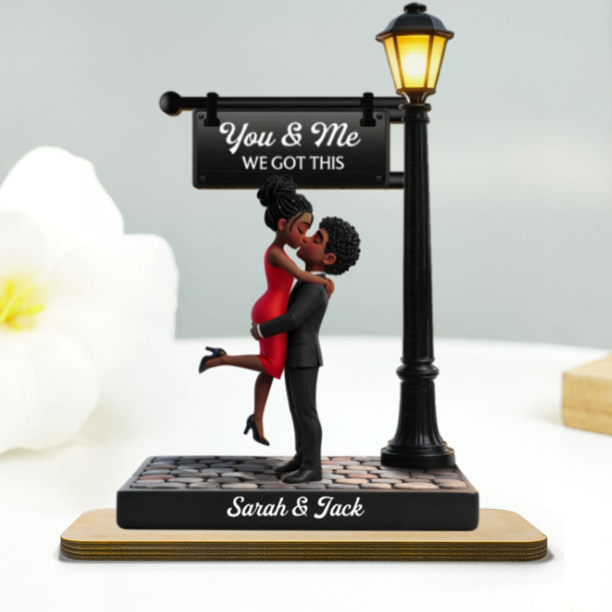Eternal Love Love Under The Light - Personalized 2-Layered Wooden Plaque - Heartfelt Valentine's Day Gift For Couple, For Him, For Her