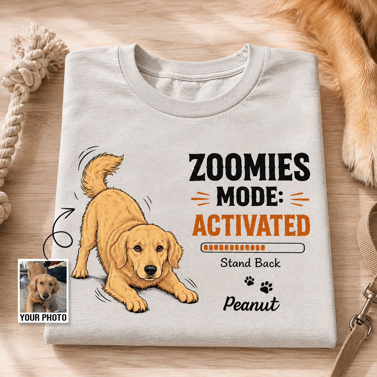 Zoomies Mode Activated Dog Play Bow Pose Custom Pet Photo - Personalized Shirt - Funny Gift For Dog Lover