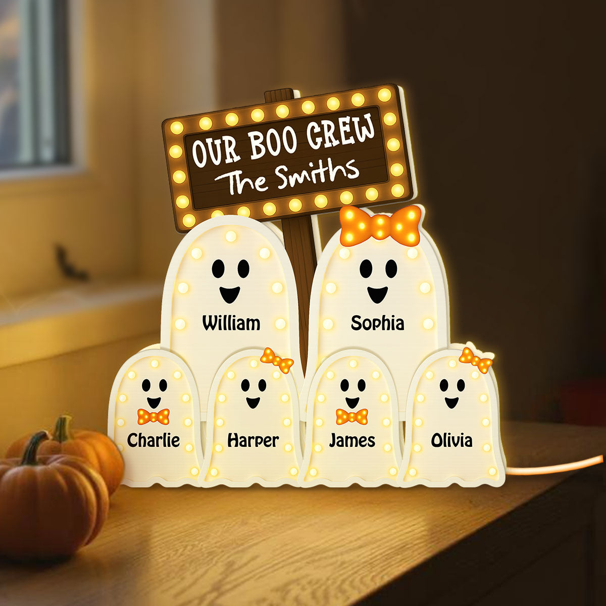 Halloween Boo Family Marquee Pattern Texture Personalized Light Box, Halloween Home Decoration