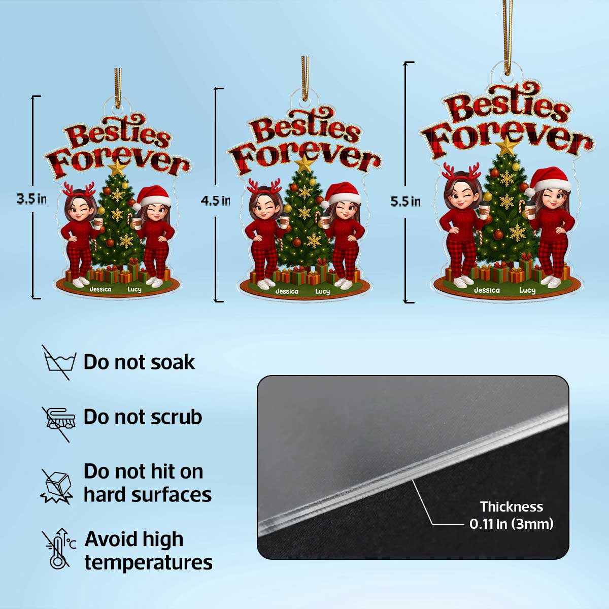 Christmas Pretty Besties Forever - Personalized Acrylic Ornament