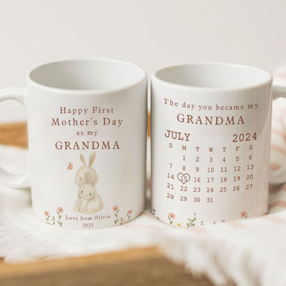 Happy 1st Mother's Day As My Grandma Nana Mommy Calendar Keepsake Personalized Mug
