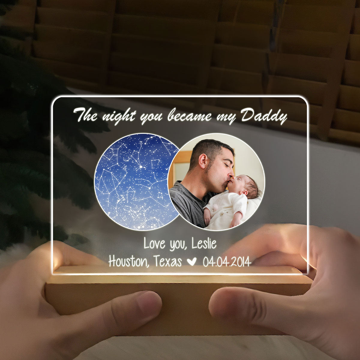 The Night You Became My Daddy Star Map Personalized Photo 7-Color LED Night Light, Heartfelt Gift for Dad, Gift for him
