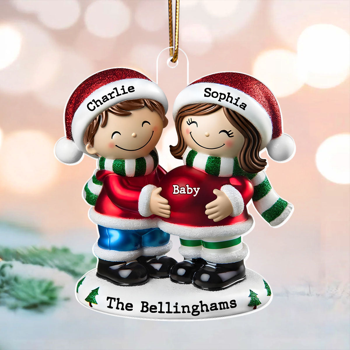 2024 Pregnancy Ornament, Personalized We're Expecting Parents, Pregnant Christmas Ornament, Mom and Dad to Be Gift