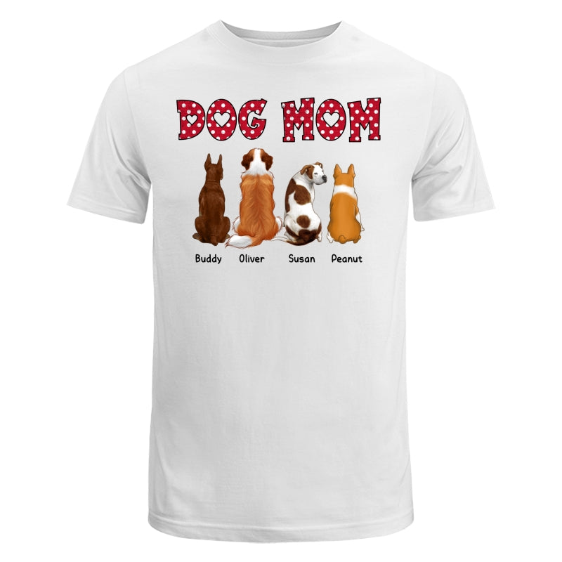 Dog Mom Polka Dot Sitting Dog Back View Personalized Shirt