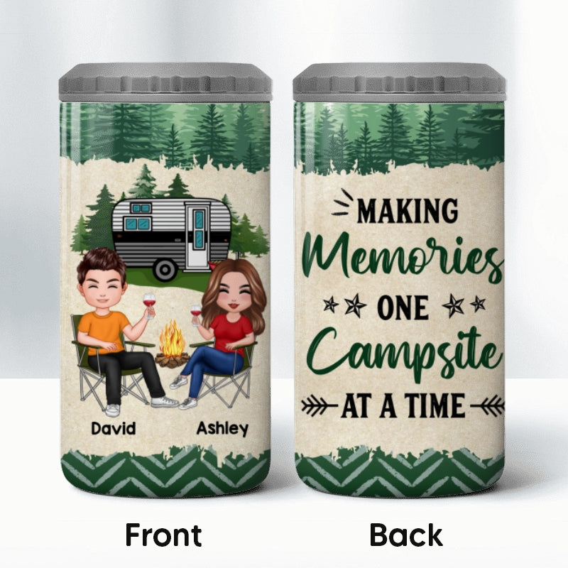 Doll Couple Camping Personalized 4 In 1 Can Cooler