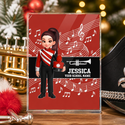 Custom Music Marching Band, Orchestra, Personalized Name, Color, School, Instrument, Trumpet, Clarinet, Tuba, Violine - Personalized Acrylic Block Plaque - Christmas Gift For Son, Grandson, Daughter, Granddaughter