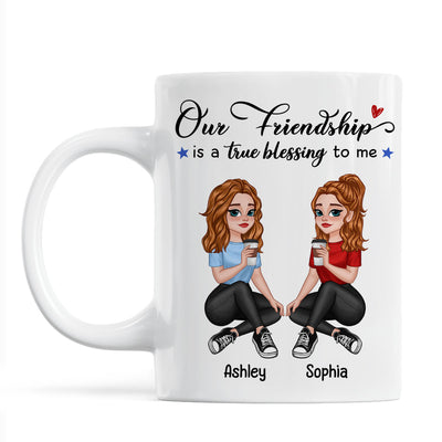 Our Friendship True Blessing Pretty Cartoon Besties Sisters Personalized Mug