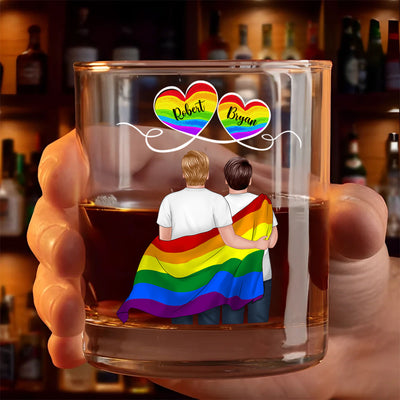 LGBT Couple Pride Month Personalized Whiskey Glass