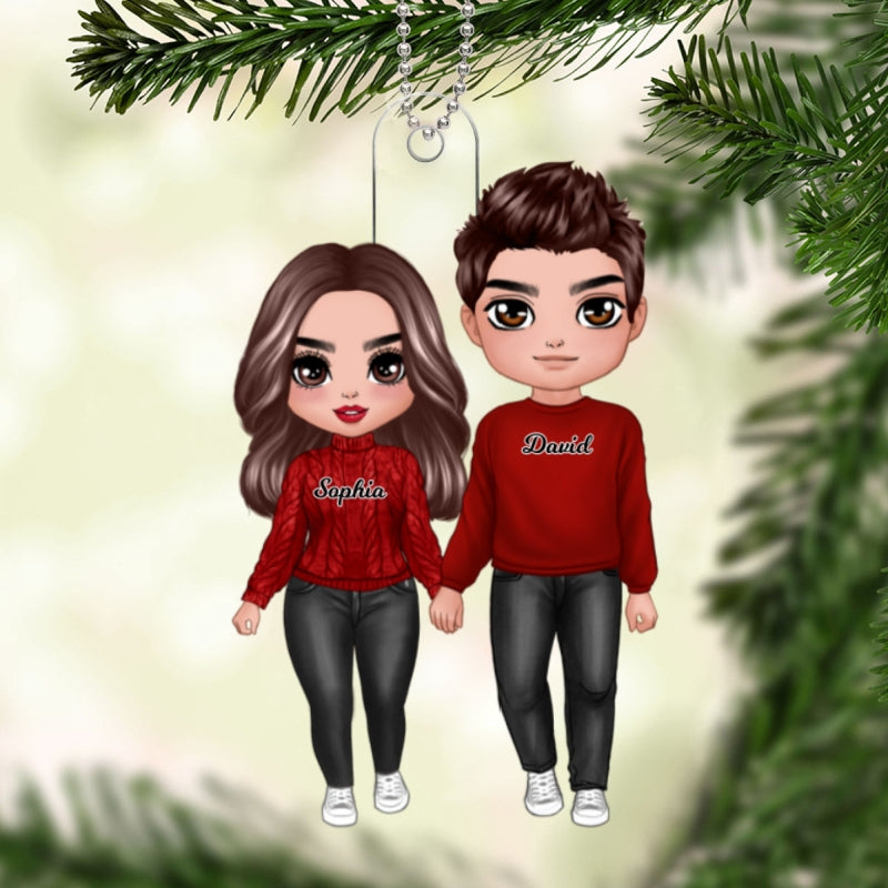 Doll Couple Standing Christmas Gift For Him For Her Personalized Acrylic Ornament