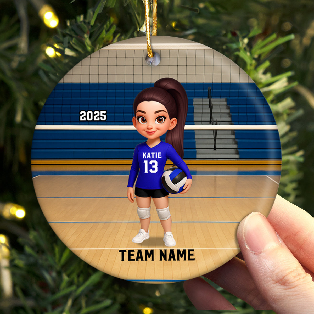 Volleyball Player On The Court - Personalized Ceramic Ornament - Christmas Gift For Volleyball Lovers, School Volleyball Team