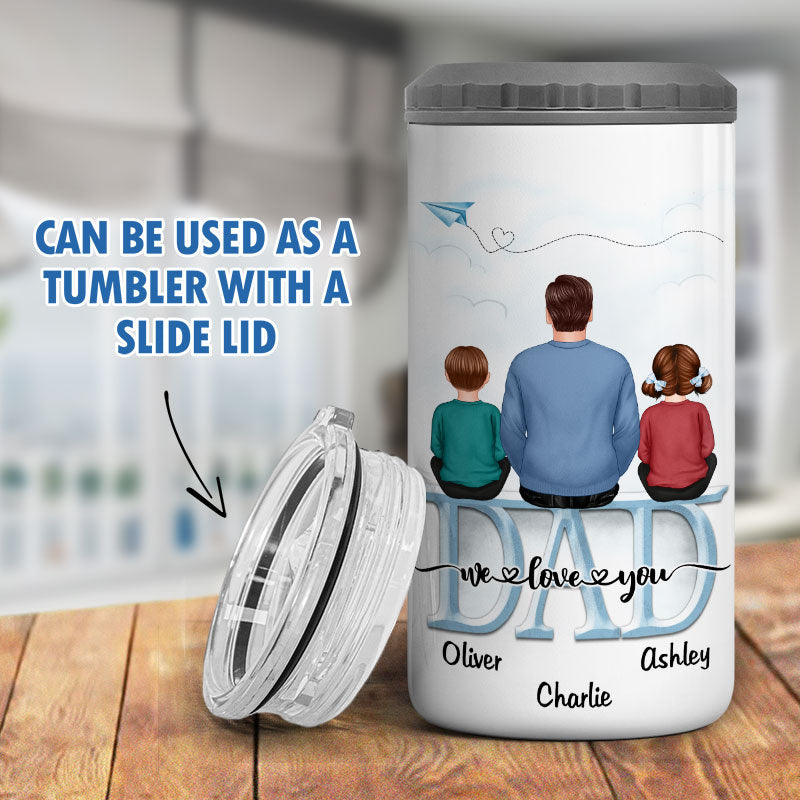 Dad First Hero First Love Tumbler Personalized 4 In 1 Can Cooler Father's Day Gift For Dad