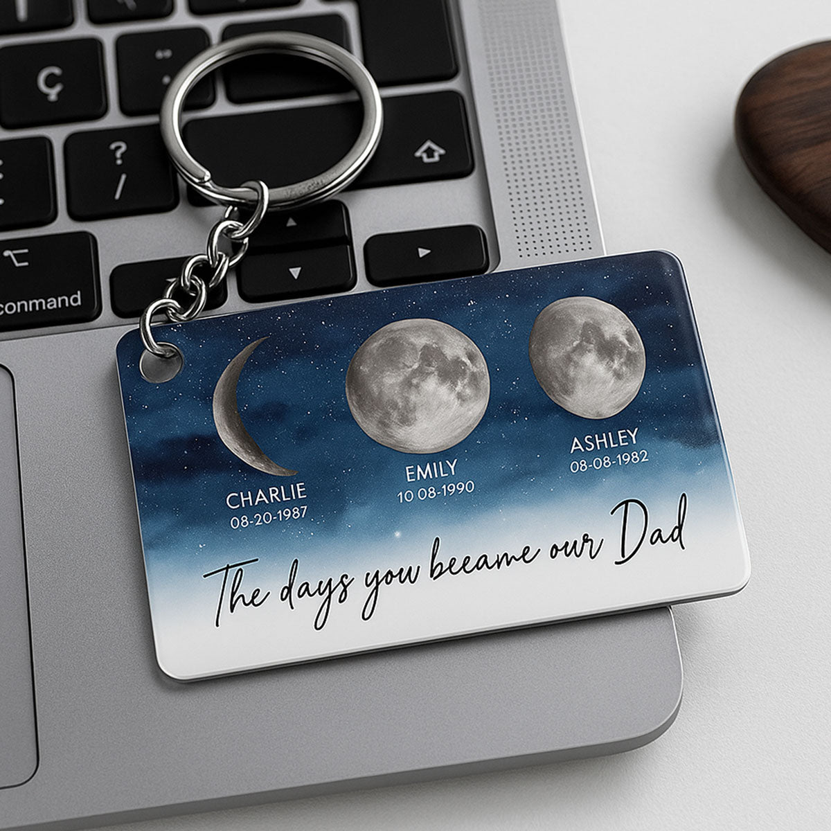 Starry Night Custom Birth Moon Phase The Days You Became Our Dad Personalized Acrylic Keychain