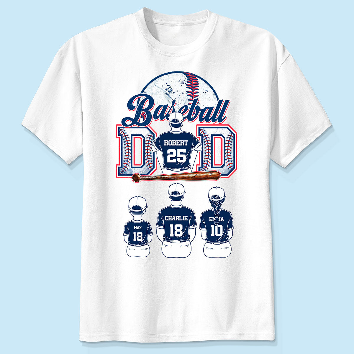Baseball Dad And Kids Retro Personalized Shirt, Father's Day gift
