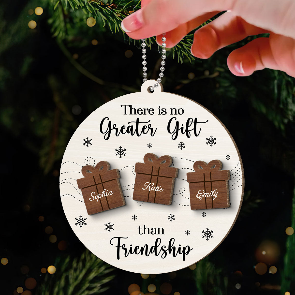 Friendship Siblings Family There Is No Greater Gift Personalized 2-Layer Wooden Ornament