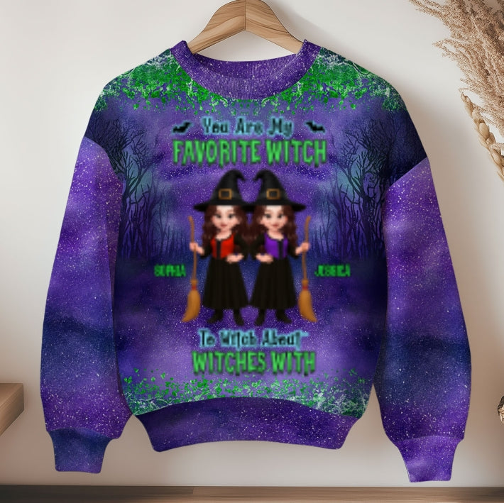 Halloween Witch Besties Matching Personalized 3D Sweatshirt