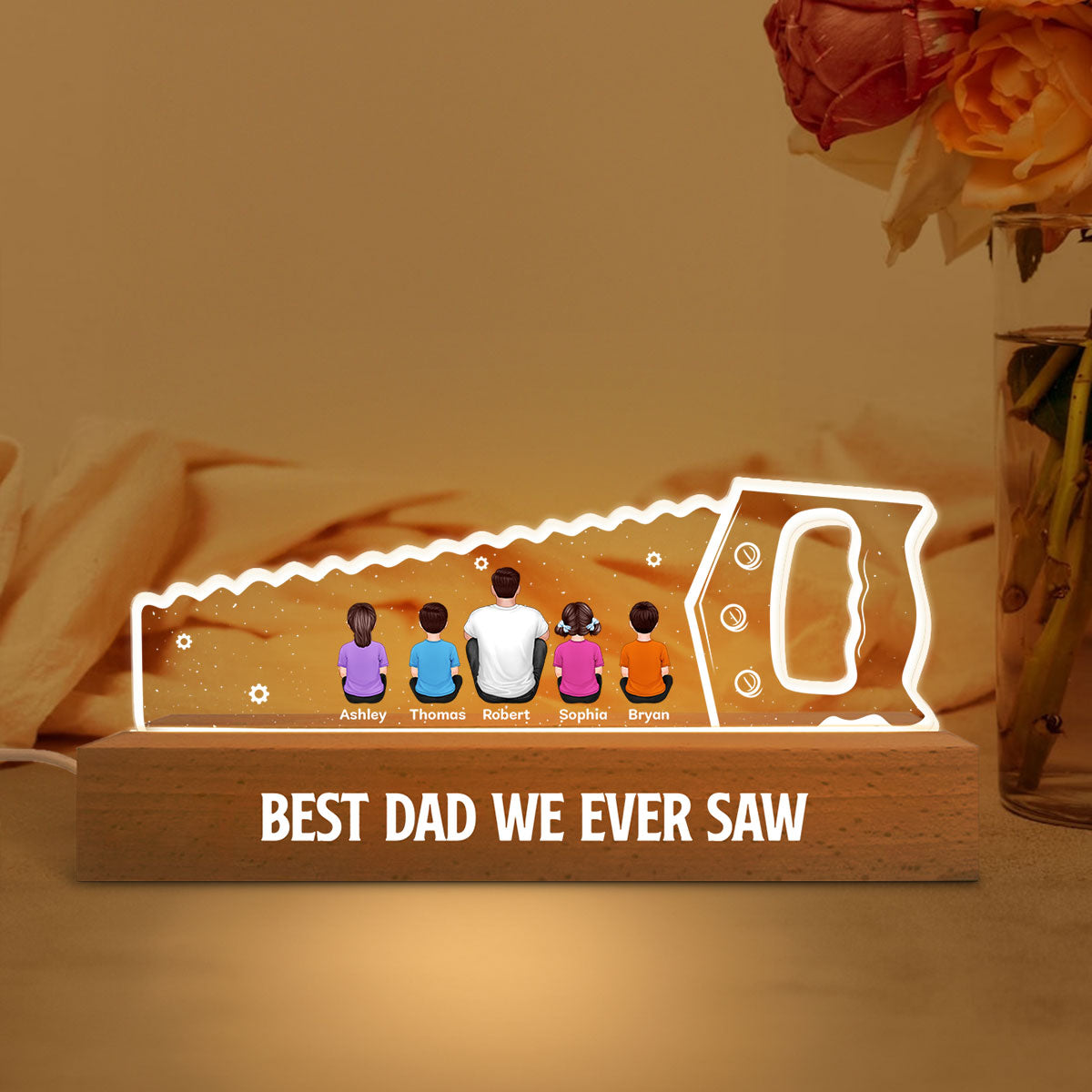 Best Dad Grandpa We Ever Saw Personalized Acrylic LED Night Light