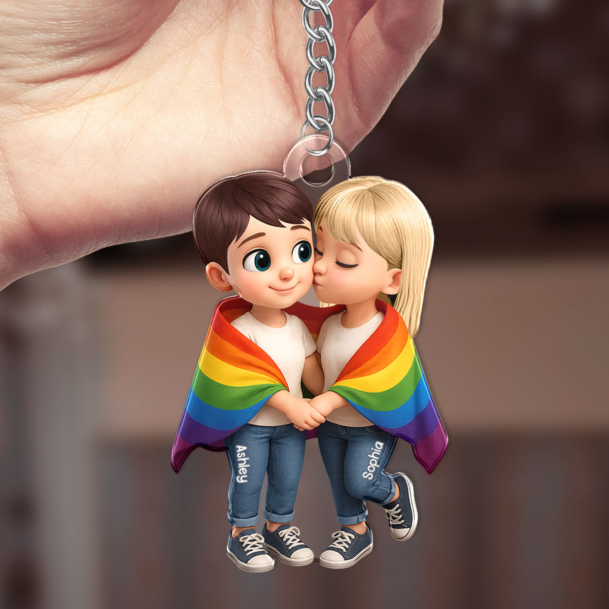 Pride Month LGBT Couple Love Is Love Personalized Acrylic Keychain, Gift For Couple