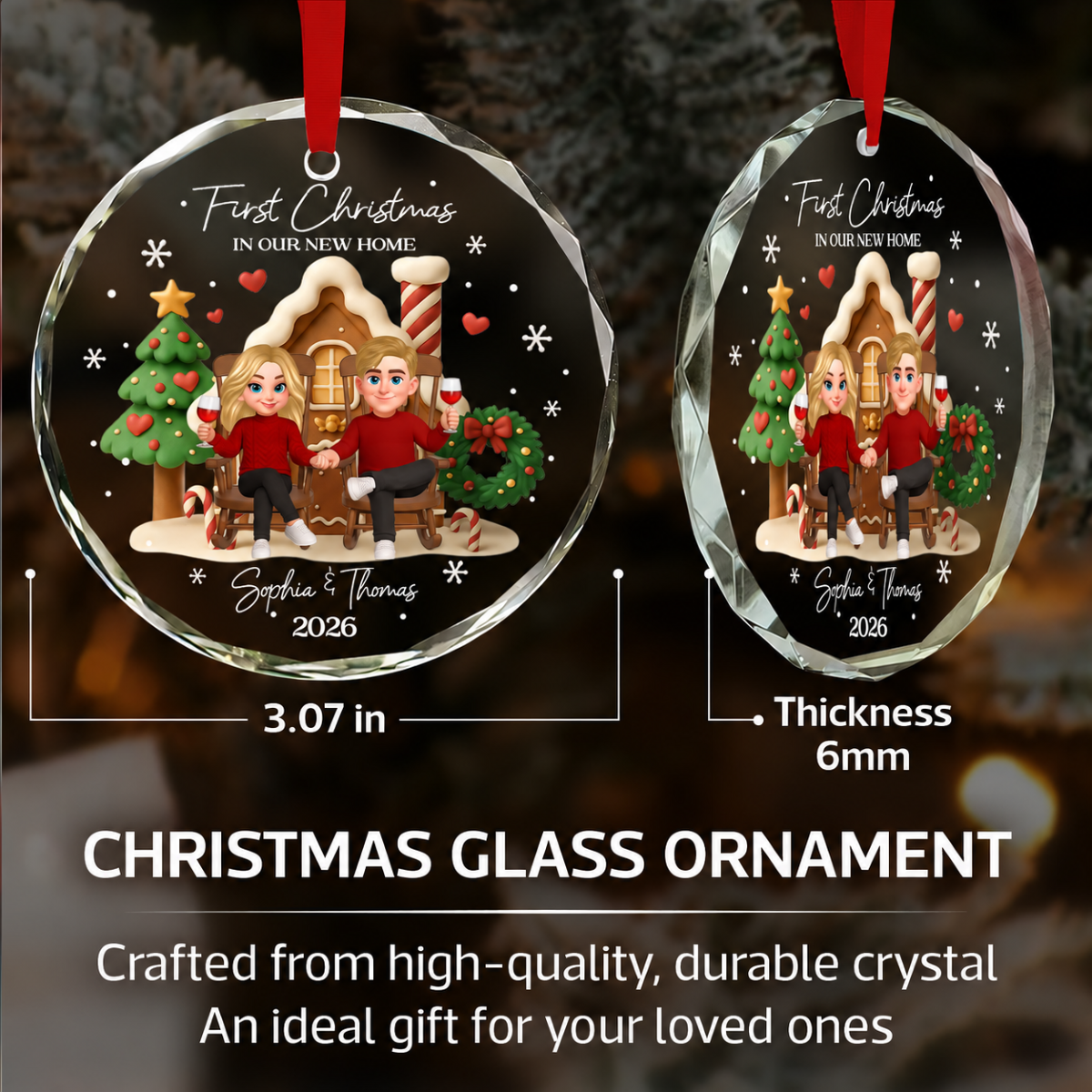 First Christmas In Our New Home - Personalized Glass Ornament - Unique Christmas Gift For Couple