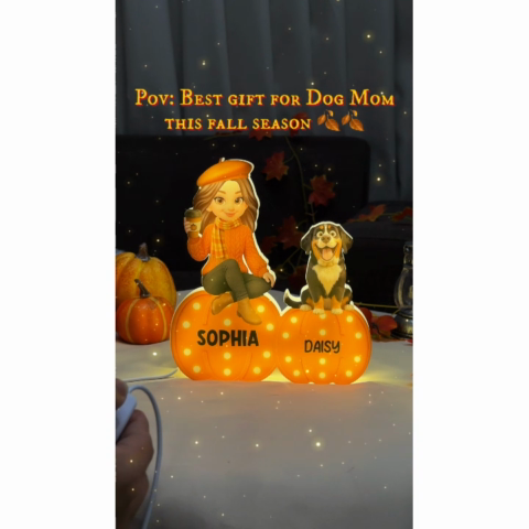 Fall Season Dog Mom Marquee Pattern Texture Pumpkins Personalized LED Light Box