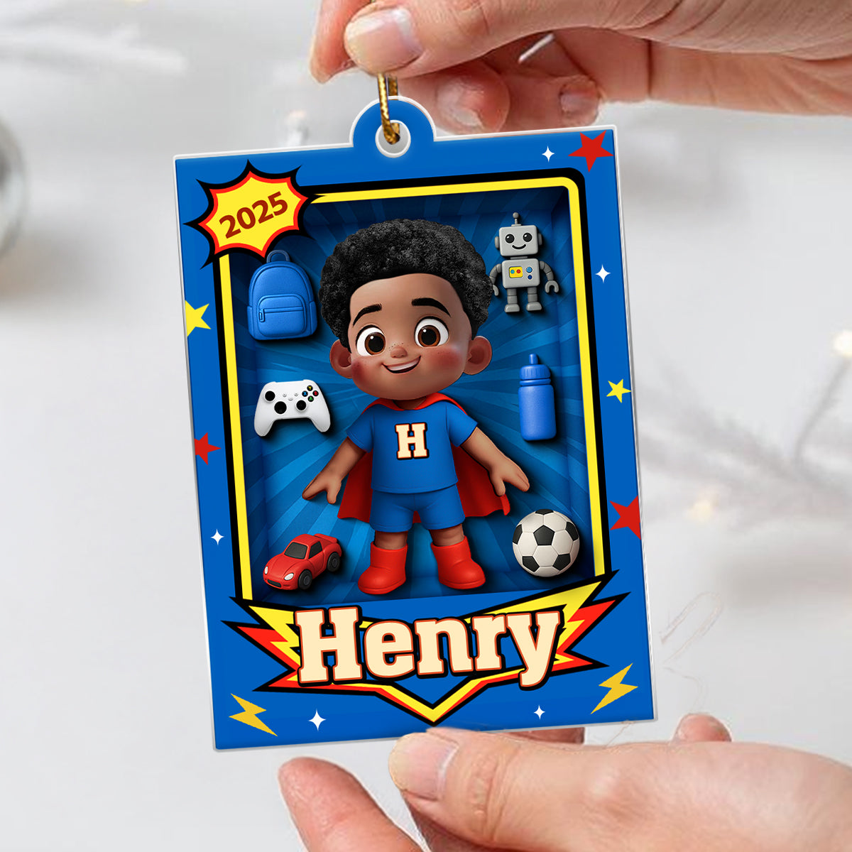 Cute Little Boy In Toy Box - Personalized Acrylic Ornament - Unique Christmas Gift For Kids, Grandkids