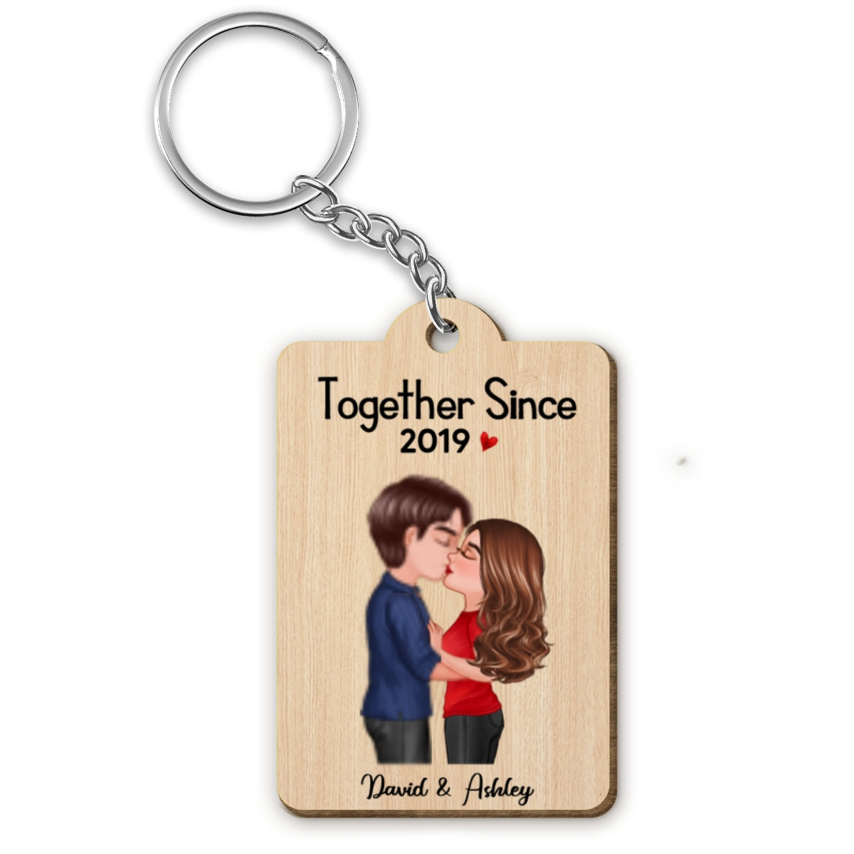 Doll Couple Kissing Gift For Him For Her Personalized Wooden Keychain