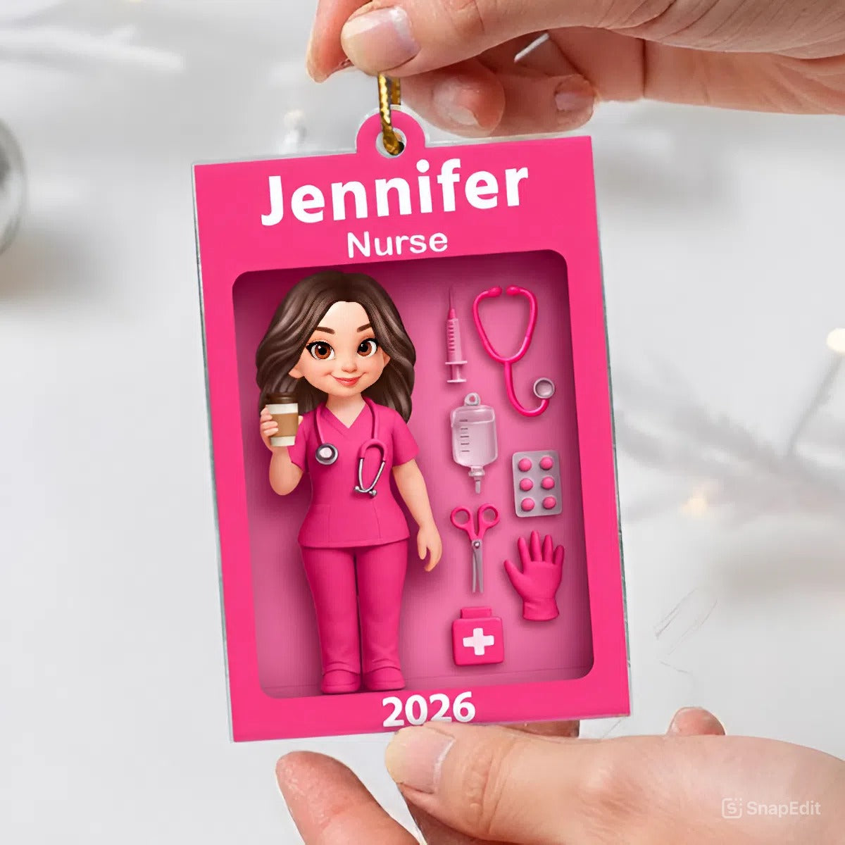 Personalized Nurse In Toy Box 3D Acrylic Ornament, Special Christmas Gift For Nurse, For Co-workers
