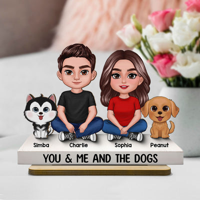 Couple You & Me And The Dogs Cats Personalized 2-Layer Standing Wooden Plaque, Heartfelt Gift Gift For Her, For Wife