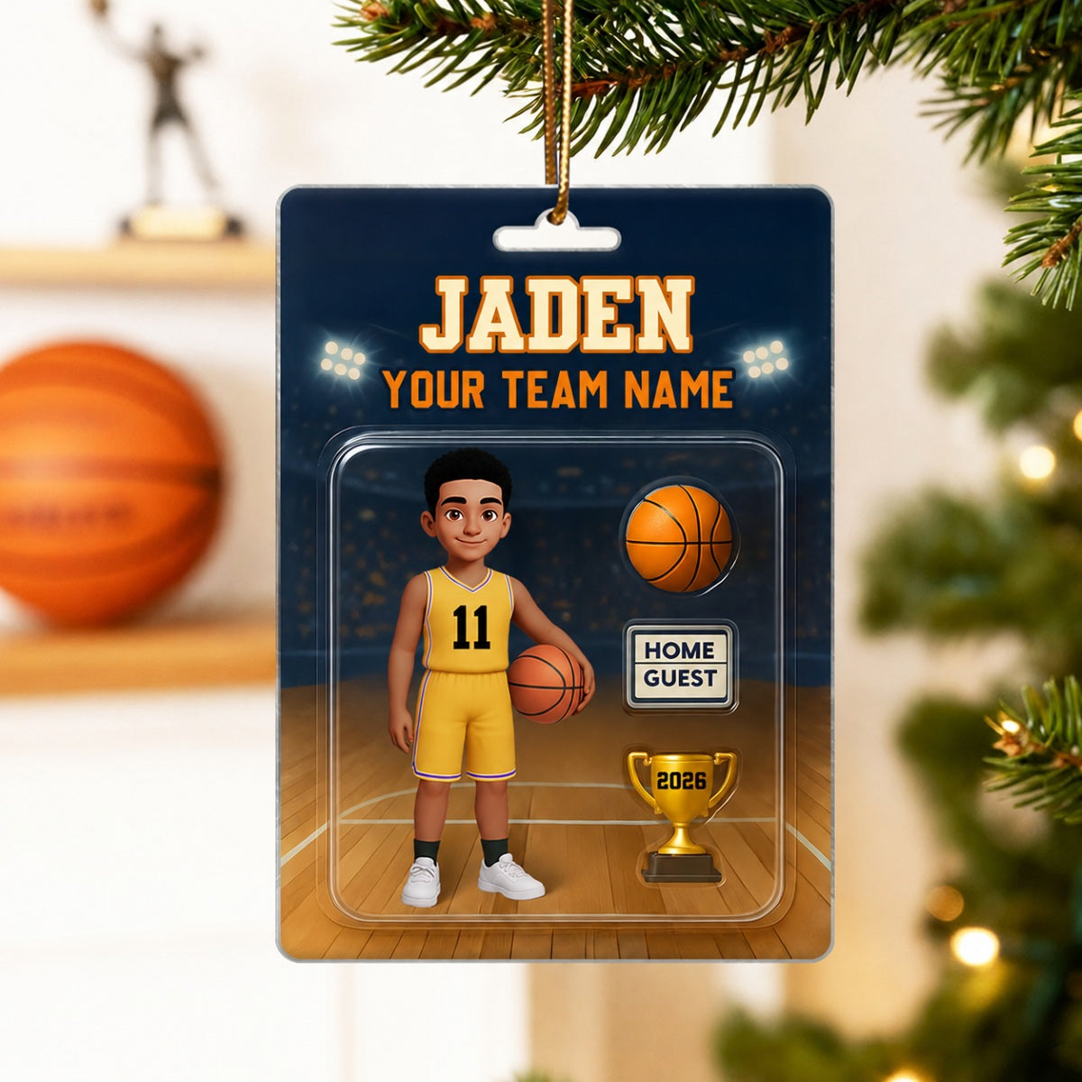 Basketball Player Custom Figure 3D Effect - Personalized Acrylic Ornament - Christmas Gift for Son, Daughter, Grandkids