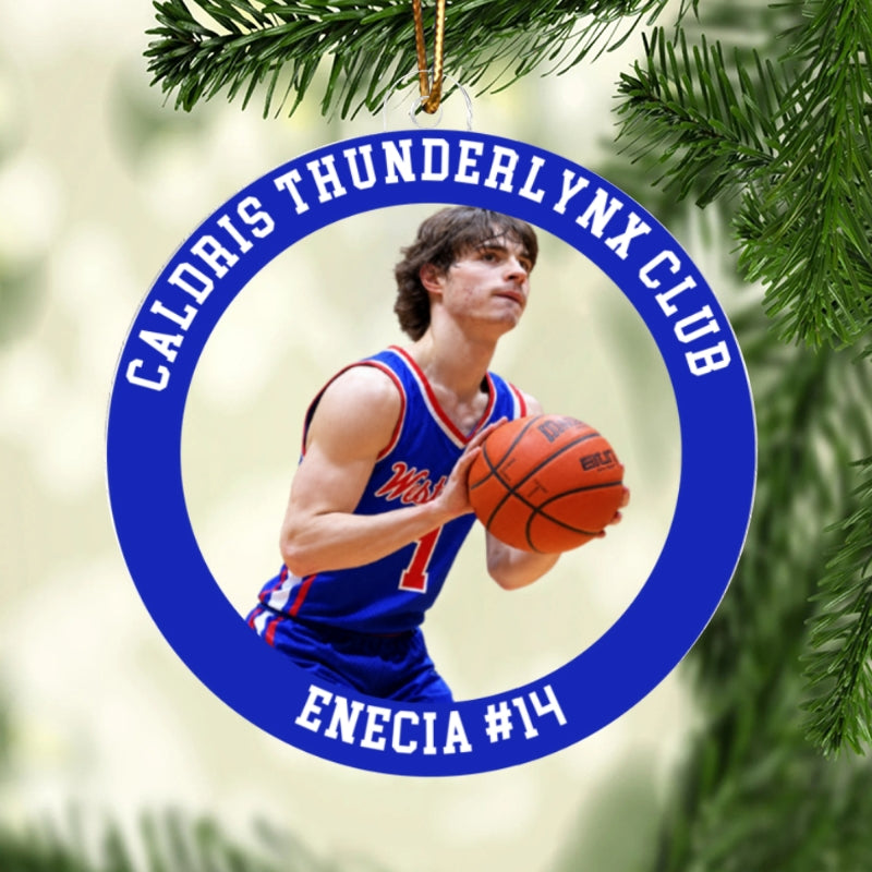 Custom Photo Basketball - Personalized Acrylic Ornament - Basketball Keepsake, Christmas Gift for Daughter, Son, Grandkids
