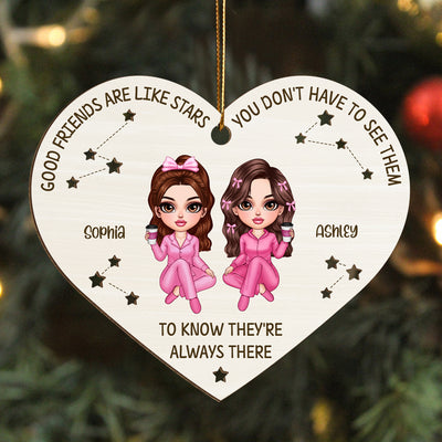 Good Friends Are Like Stars They're Always There Personalized Wooden Ornament, Best Friends Christmas Gift