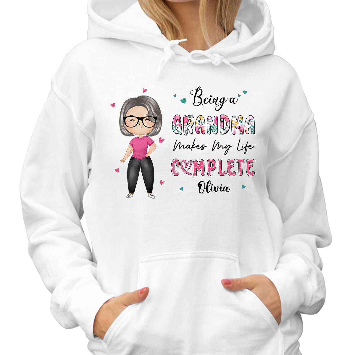 Being Grandma Makes Life Complete Watercolor Grandma Personalized Shirt