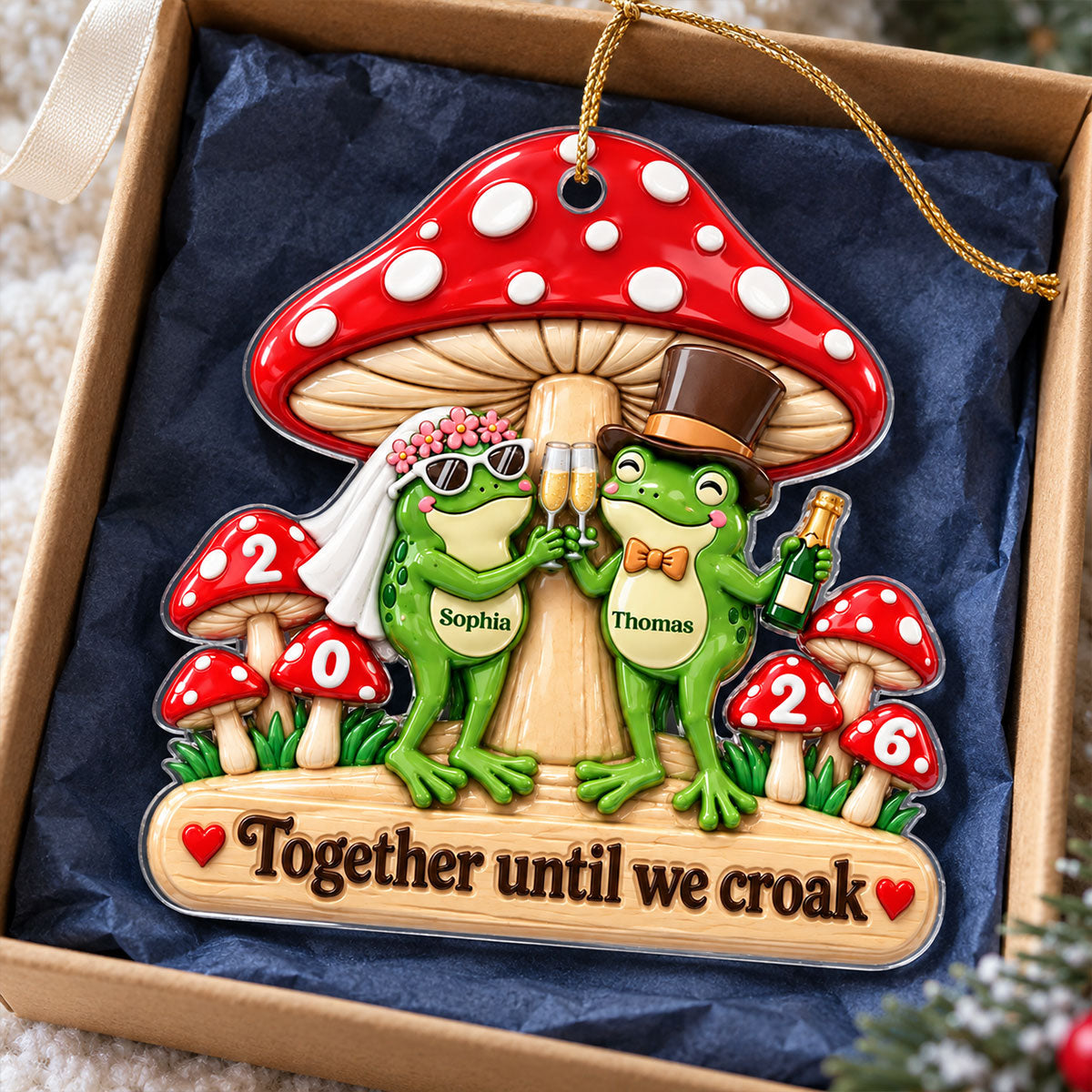 Together Until We Croak Couple 2D Flat - Personalized Acrylic Ornament - Togetherness Keepsake, Wedding, Bridal Shower Gifts, Anniversary & Engagement Gift