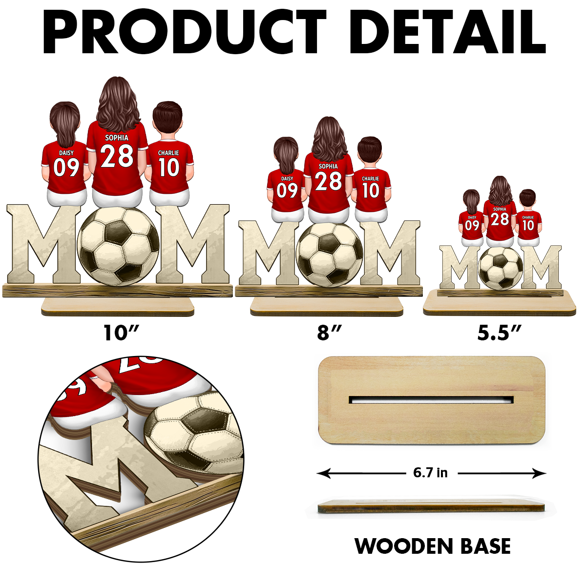 Soccer Mom And Kids - Personalized 2-Layered Wooden Plaque - Gift for Mom, Gift for Grandma, Gift for Wife