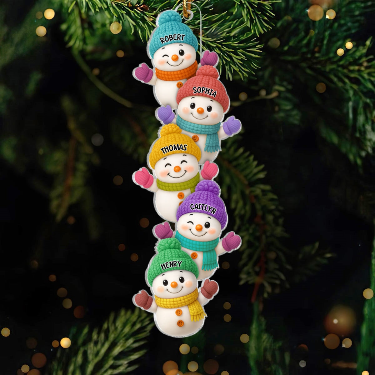 Stacked Snowman Our Grandkids Christmas - Personalized Acrylic Ornament - Gift For Grandparents, Grandkids, Family